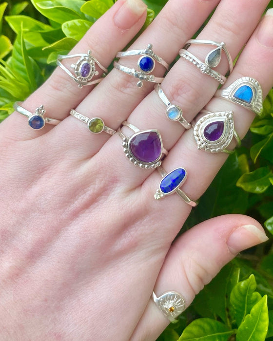 Natural Amethyst Ring – Sterling Silver Split Band – February Birthstone - Kathy Sayce Jewellery