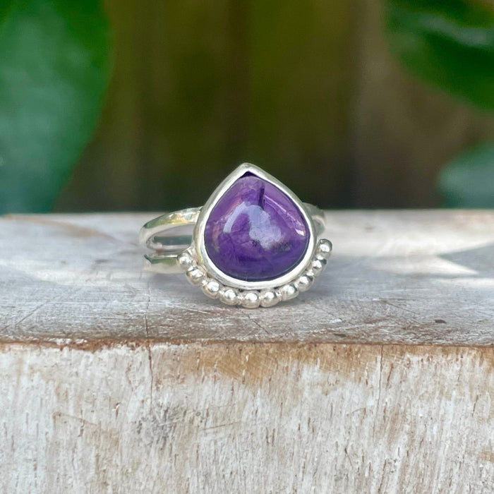 Natural Amethyst Ring – Sterling Silver Split Band – February Birthstone - Kathy Sayce Jewellery