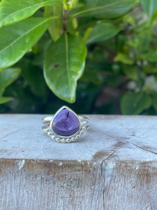 Natural Amethyst Ring – Sterling Silver Split Band – February Birthstone - Kathy Sayce Jewellery