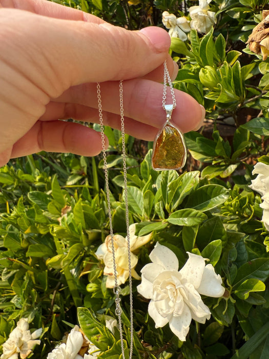 Natural Raw Citrine Pendant on 45cm Sterling Silver Chain - Kathy Sayce Jewellery