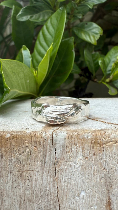 Nature Inpired Ring - Leaf Sterling Silver Ring - Kathy Sayce Jewellery