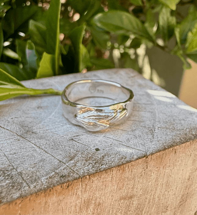 Nature Inpired Ring - Leaf Sterling Silver Ring - Kathy Sayce Jewellery