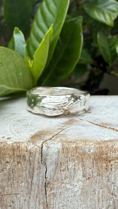 Nature Inpired Ring - Leaf Sterling Silver Ring - Kathy Sayce Jewellery