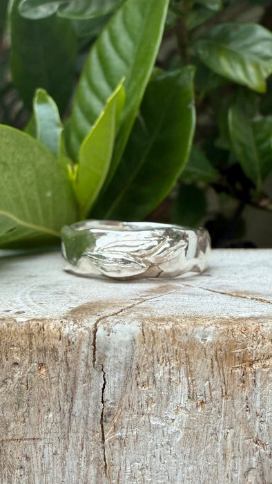 Nature Inpired Ring - Leaf Sterling Silver Ring - Kathy Sayce Jewellery