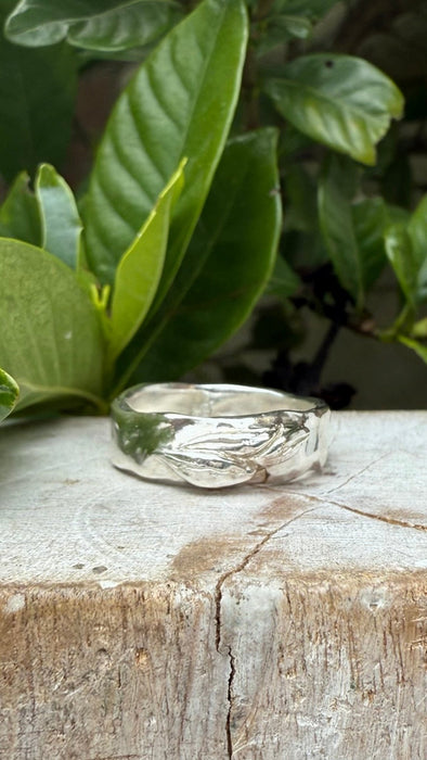 Nature Inpired Ring - Leaf Sterling Silver Ring - Kathy Sayce Jewellery