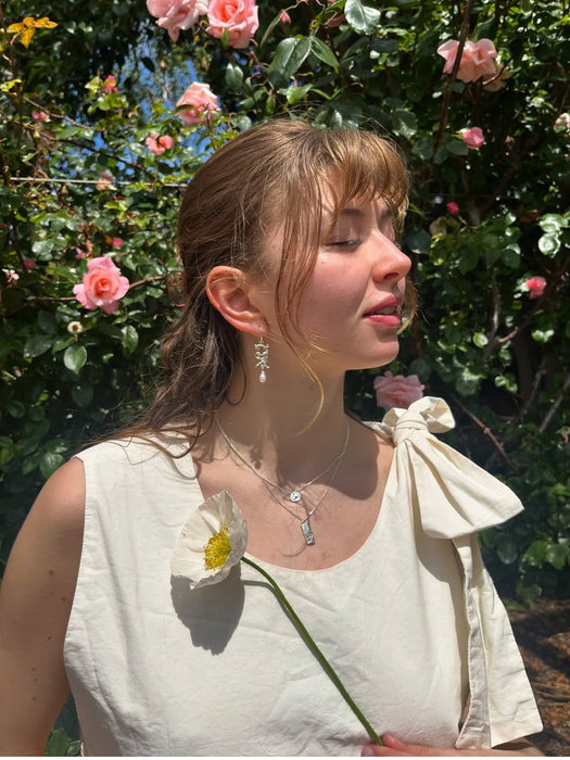 Ornate Dangle Earrings with Baroque Pearls - Sterling Silver - Kathy Sayce Jewellery