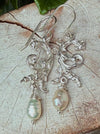 Ornate Dangle Earrings with Baroque Pearls - Sterling Silver - Kathy Sayce Jewellery