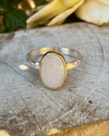 Oval Australian Opal Ring with Sterling Silver & 9ct Gold - Kathy Sayce Jewellery