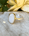 Oval Australian Opal Ring with Sterling Silver & 9ct Gold - Kathy Sayce Jewellery