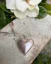 Pearl Heart Charm Necklace - Pink Mabe Pearl on Sterling Silver Chain - Kathy Sayce Jewellery