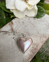 Pearl Heart Charm Necklace - Pink Mabe Pearl on Sterling Silver Chain - Kathy Sayce Jewellery