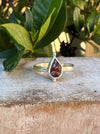 Petal Ring - Sterling Silver Ring with Red Garnet - Kathy Sayce Jewellery