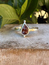 Petal Ring - Sterling Silver Ring with Red Garnet - Kathy Sayce Jewellery