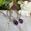 Raw Amethyst Hoop Earrings – 25mm Sterling Silver Sleepers - Kathy Sayce Jewellery