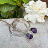Raw Amethyst Hoop Earrings – 25mm Sterling Silver Sleepers - Kathy Sayce Jewellery