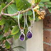 Raw Amethyst Hoop Earrings – 25mm Sterling Silver Sleepers - Kathy Sayce Jewellery