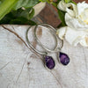 Raw Amethyst Hoop Earrings – 25mm Sterling Silver Sleepers - Kathy Sayce Jewellery
