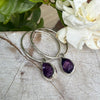Raw Amethyst Hoop Earrings – 25mm Sterling Silver Sleepers - Kathy Sayce Jewellery