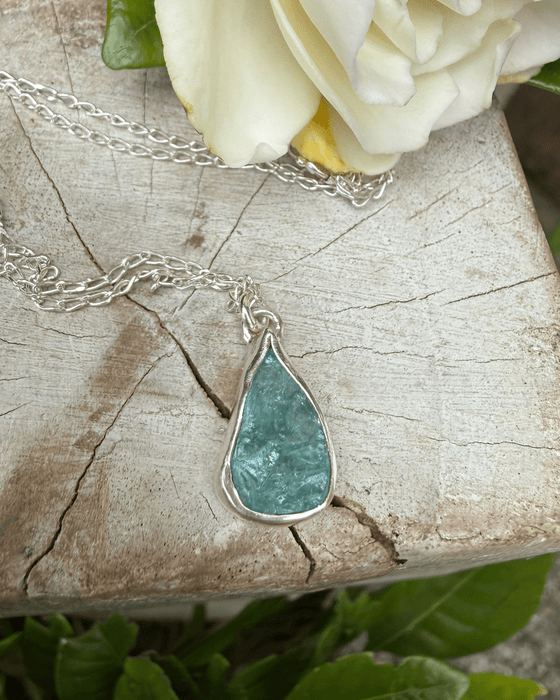 Raw Apatite Pendant - Sterling Silver Chain - Kathy Sayce Jewellery