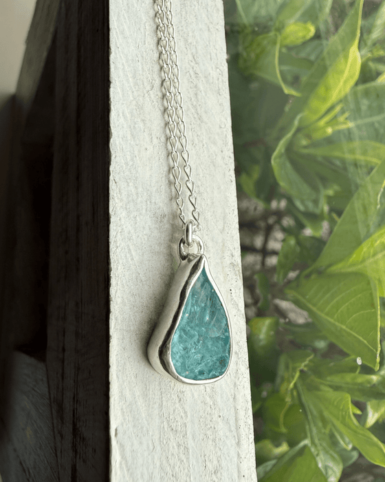 Raw Apatite Pendant - Sterling Silver Chain - Kathy Sayce Jewellery