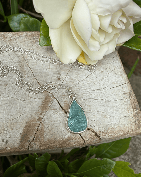 Raw Apatite Pendant - Sterling Silver Chain - Kathy Sayce Jewellery