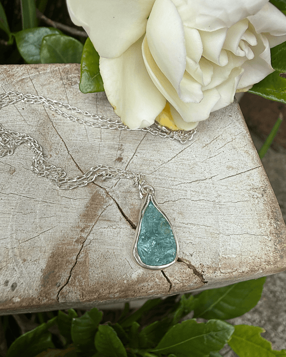 Raw Apatite Pendant - Sterling Silver Chain - Kathy Sayce Jewellery