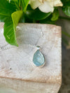 Raw Aquamarine Pendant on 45cm Sterling Silver Chain – Natural Gemstone Necklace - Kathy Sayce Jewellery