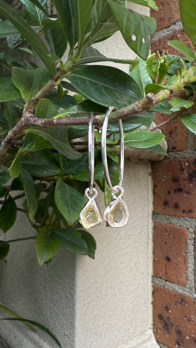 Raw Citrine Earrings – 25mm Sterling Silver Sleepers - Kathy Sayce Jewellery