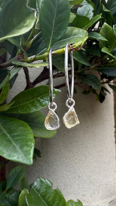 Raw Citrine Earrings – 25mm Sterling Silver Sleepers - Kathy Sayce Jewellery