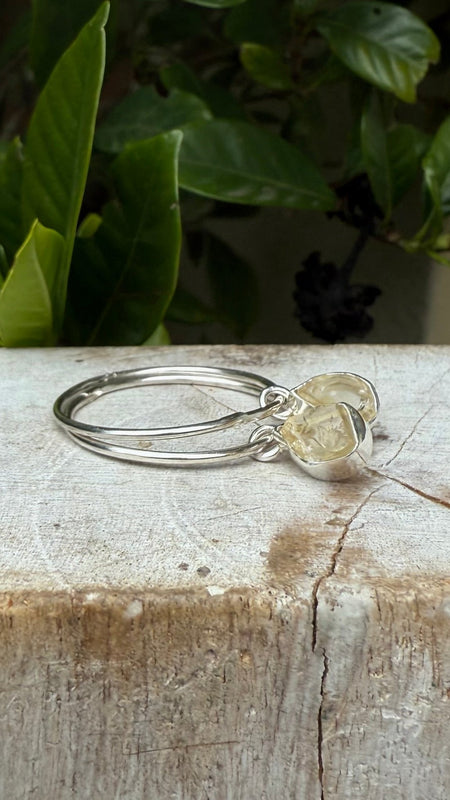 Raw Citrine Earrings – 25mm Sterling Silver Sleepers - Kathy Sayce Jewellery