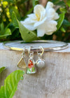 Raw Citrine, Upcycled Plate, and Freshwater Pearl Charm Bangle - Sterling Silver - Kathy Sayce Jewellery