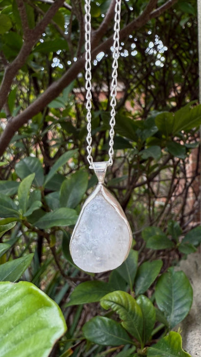 Raw Moonstone Pendant on 45cm Sterling Silver Chain – Natural Gemstone Necklace - Kathy Sayce Jewellery