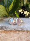 Raw Rose Quartz and Freshwater Pearl Ring - Open Band Ring (slightly adjustable) - Kathy Sayce Jewellery