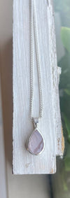 Ready Made Raw Rose Quartz Pendant - Sterling Silver Chain - Kathy Sayce Jewellery