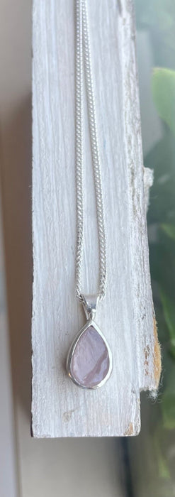 Ready Made Raw Rose Quartz Pendant - Sterling Silver Chain - Kathy Sayce Jewellery