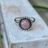 Rhodochrosite Flower Ring – Natural Pink Gemstone, Sterling Silver - Kathy Sayce Jewellery