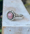 Rhodochrosite Flower Ring – Natural Pink Gemstone, Sterling Silver - Kathy Sayce Jewellery