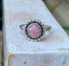 Rhodochrosite Flower Ring – Natural Pink Gemstone, Sterling Silver - Kathy Sayce Jewellery