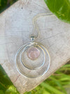 Rose Quartz Circle Necklace – Sterling Silver Circle Within a Circle Pendant - Kathy Sayce Jewellery