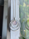 Rose Quartz Circle Necklace – Sterling Silver Circle Within a Circle Pendant - Kathy Sayce Jewellery