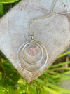 Rose Quartz Circle Necklace – Sterling Silver Circle Within a Circle Pendant - Kathy Sayce Jewellery