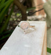 Rose Quartz Ring with Faceted White Topaz – Sterling Silver Gemstone Jewellery - Kathy Sayce Jewellery