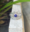 Round Lapis Lazuli Ring – Sterling Silver Split Band Gemstone Ring - Kathy Sayce Jewellery