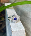 Round Lapis Lazuli Ring – Sterling Silver Split Band Gemstone Ring - Kathy Sayce Jewellery