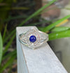 Round Lapis Lazuli Ring – Sterling Silver Split Band Gemstone Ring - Kathy Sayce Jewellery