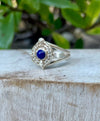 Round Lapis Lazuli Ring – Sterling Silver Split Band Gemstone Ring - Kathy Sayce Jewellery