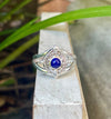 Round Lapis Lazuli Ring – Sterling Silver Split Band Gemstone Ring - Kathy Sayce Jewellery