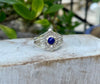Round Lapis Lazuli Ring – Sterling Silver Split Band Gemstone Ring - Kathy Sayce Jewellery