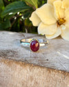 Ruby Ring - Rose Cut Red Ruby wrapped in 9ct Gold on a Sterling Silver Band - Kathy Sayce Jewellery