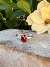 Ruby Ring - Rose Cut Red Ruby wrapped in 9ct Gold on a Sterling Silver Band - Kathy Sayce Jewellery
